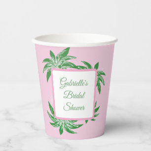 Rosa und grüne Palme - Brautdusche tropisch Pappbecher