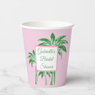 Rosa und grüne Palme Brautparty Tropical Pappbecher