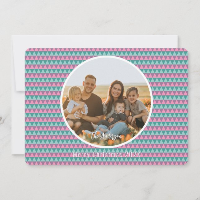 Rosa und grüne Pastellfarben Weihnachtskarte (Vorderseite)