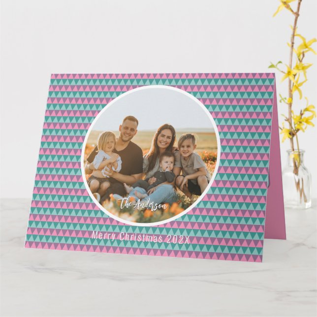 Rosa und grüne Pastellfarben Weihnachtskarte Karte (Gelbe Blume)