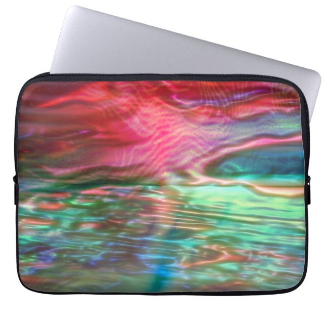 Rosa und grüne Perlenstruktur Laptopschutzhülle (Vorderseite)