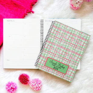 Rosa und grüne Preppy-Year-Planer-Hardcover Planer