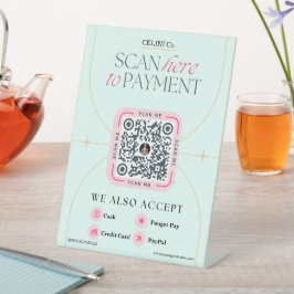 Rosa und grüne QR-Kodex - Weibliche Zahlung Sockelschild