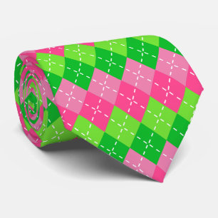 Rosa und grüne Raute mit weißem Stich Krawatte