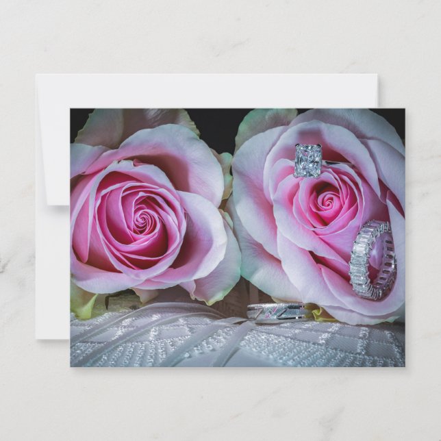 Rosa und grüne Rose Einladung (Vorderseite)