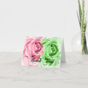 Rosa und grüne Rose Vielen Dank Dankeskarte