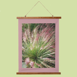Rosa und grüne Schwarz-Gras Fotografie-Natur Wandteppich Mit Holzrahmen