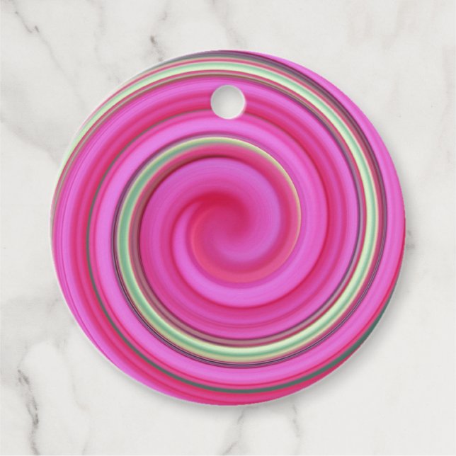Rosa und grüne Spirale Geschenkanhänger (Vorderseite)