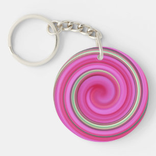 Rosa und grüne Spirale Schlüsselanhänger