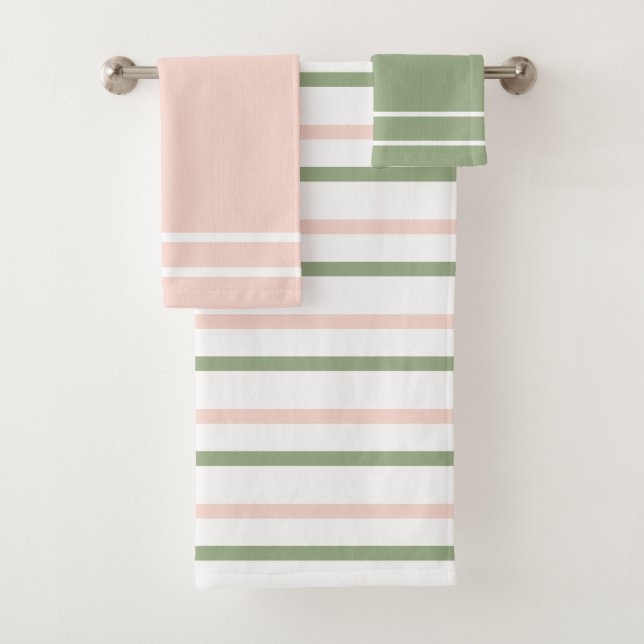 Rosa und grüne Streifen Badhandtuch Set (Insitu)