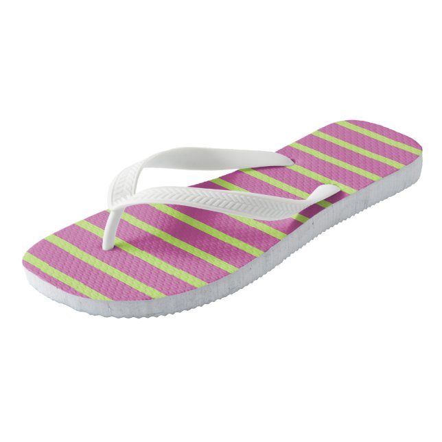 Rosa und grüne Streifen Flip Flops (Schrägansicht)