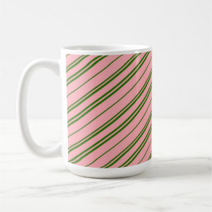 Rosa und grüne Streifen vom Zuckerstangenmuster  Kaffeetasse