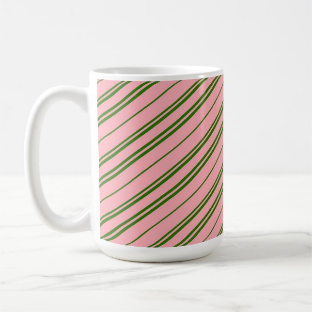 Rosa und grüne Streifen vom Zuckerstangenmuster  Kaffeetasse (Links)