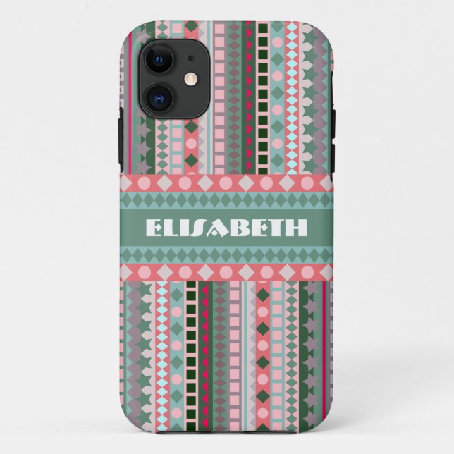 Rosa und grüne Süßigkeits-aztekisches Case-Mate iPhone Hülle (Rückseite)