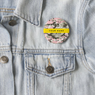 Rosa und grüne Tarnung Ihren Namen personalisieren Button