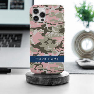 Rosa und grüne Tarnung Ihren Namen personalisieren iPhone 15 Pro Max Hülle