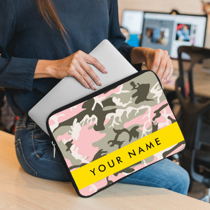 Rosa und grüne Tarnung Ihren Namen personalisieren Laptopschutzhülle