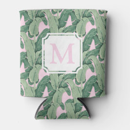 Rosa und grüne tropische Blätter | Monogram Cabana Dosenkühler
