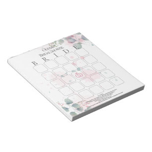 Rosa und grüne Wasserfarben-Eukalyptus-Bridal-Bing Notizblock