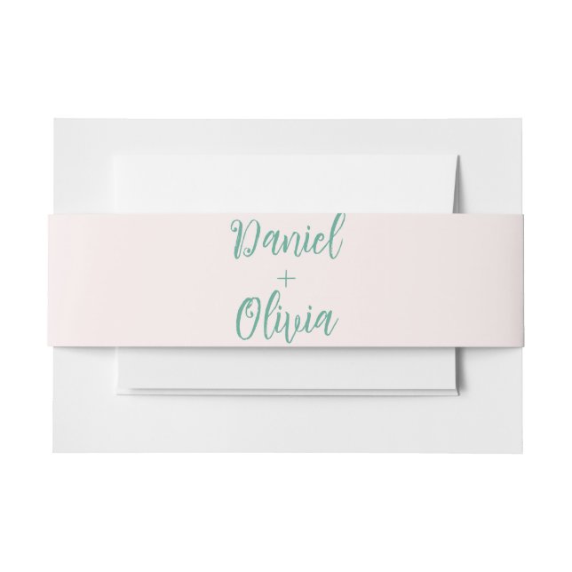 Rosa und grüne Wavy-Hochzeit Einladungsbanderole (Vorderseite Beispiel)