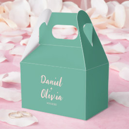 Rosa und grüne Wavy-Hochzeit Geschenkschachtel