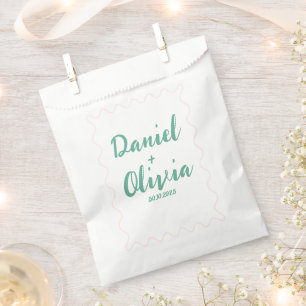 Rosa und grüne Wavy-Hochzeit Geschenktütchen
