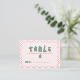 Rosa und grüne Wavy-Hochzeit Platzkarte