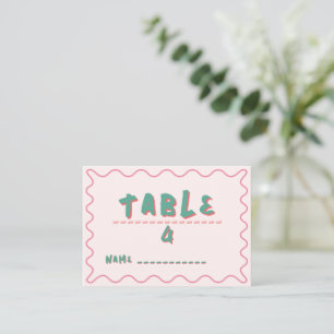 Rosa und grüne Wavy-Hochzeit Platzkarte