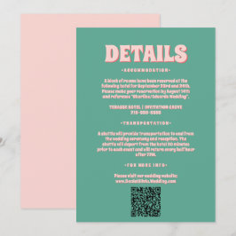 Rosa und grüne Wavy Hochzeitskarten Einladung