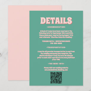 Rosa und grüne Wavy Hochzeitskarten Einladung