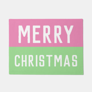 Rosa und grüne Weihnachten Fußmatte