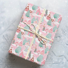 Rosa und grüne Weihnachtsbäckerstadt