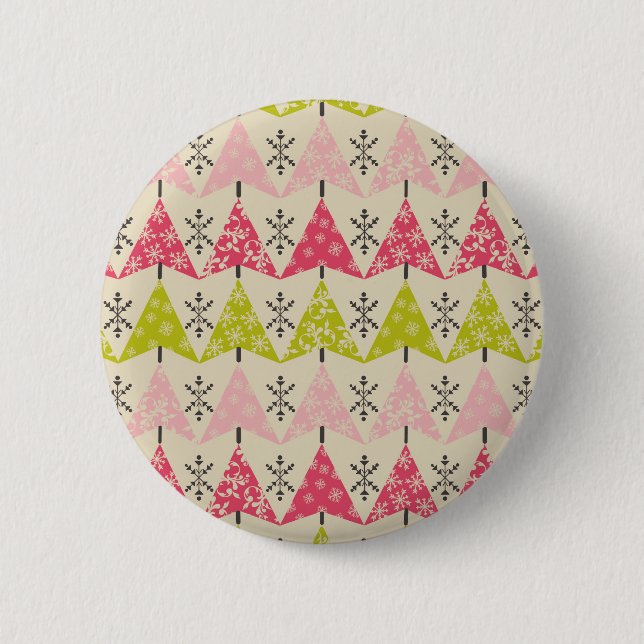 Rosa und grüne Weihnachtsbäume Button (Vorderseite)