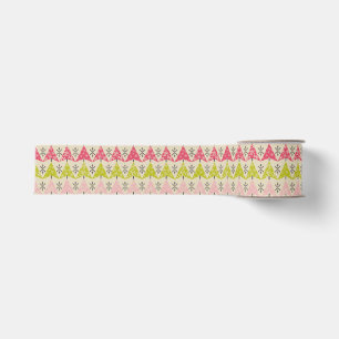 Rosa und grüne Weihnachtsbäume Ripsband