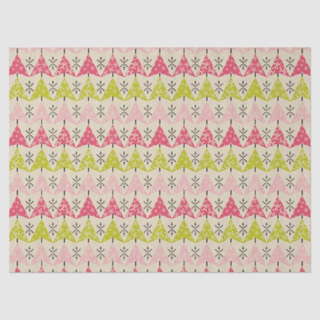 Rosa und grüne Weihnachtsbäume Seidenpapier (Vorderseite)
