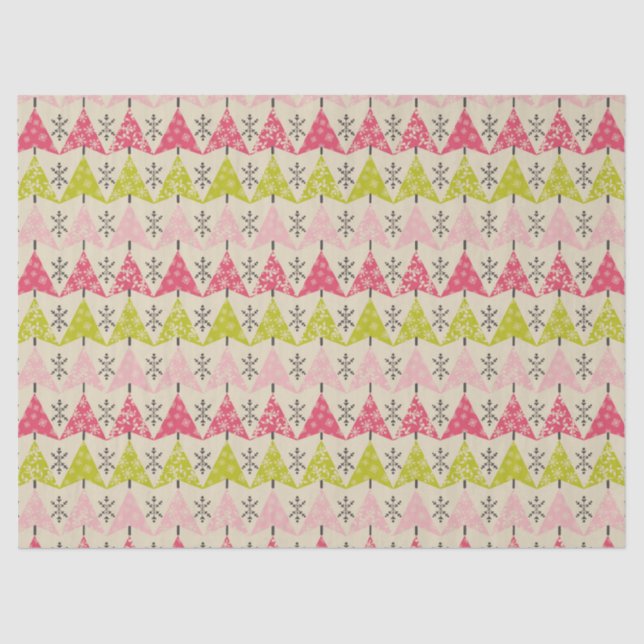Rosa und grüne Weihnachtsbäume Seidenpapier (Vorderseite)