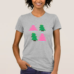 Rosa und grüne Weihnachtsbäume T-Shirt
