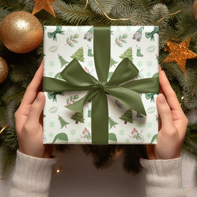 Rosa und grüne Weihnachtsfeiertage Geschenkpapier Set (Von Creator hochgeladen)