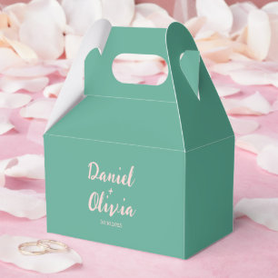 Rosa und grüne wellige Hochzeit  Geschenkschachtel