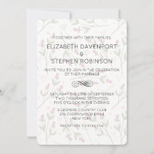 Rosa und grüne Wildblumen Muster Hochzeit