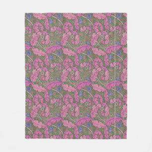 Rosa und grüne William Morris Blumenmuster Acanthu Fleecedecke