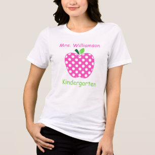 Rosa und grüner Apfel mit Punkten für Lehrer Tri-Blend Shirt