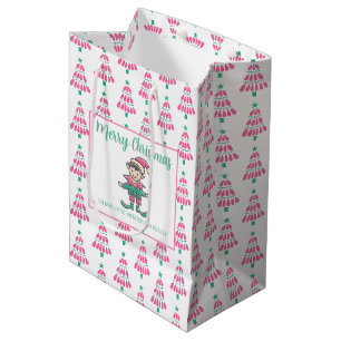 Rosa und grüner froher Weihnachtsbaum Mittlere Geschenktüte