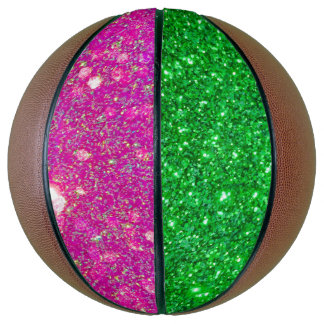 Rosa und grüner Glitzer Vollgröße Basketball Glitz