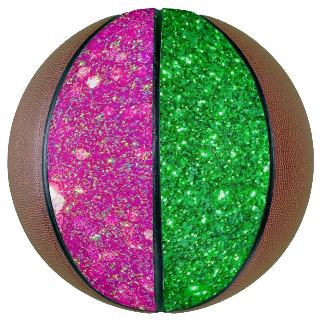 Rosa und grüner Glitzer Vollgröße Basketball Glitz (Vertikal)
