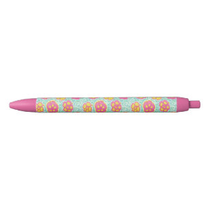 Rosa und grüner Hibiskus-Druck-Stift Kugelschreiber
