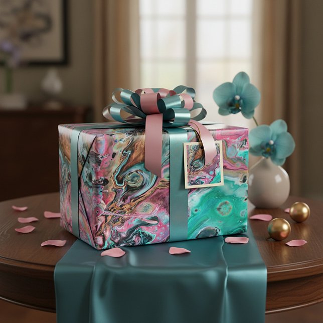 Rosa und grüner Marmor Geschenkpapier (Von Creator hochgeladen)