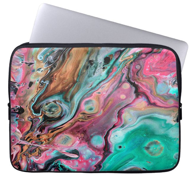 Rosa und grüner Marmor Laptopschutzhülle (Vorderseite)