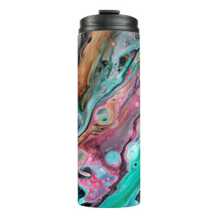 Rosa und grüner Marmor Thermosbecher