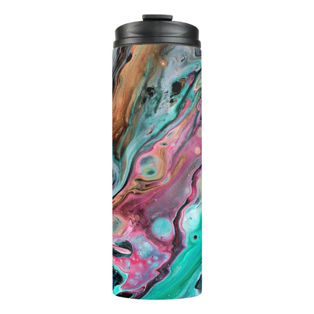 Rosa und grüner Marmor Thermosbecher (Vorderseite)